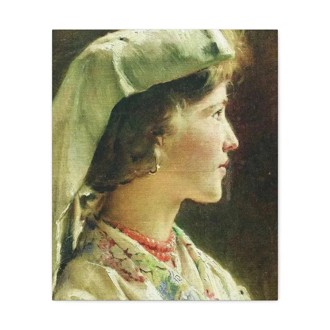 Konstantin Makovsky (1839-1915) Portrait of the Girl - 1910 - Canvas Wall Art 20″ x 24″ 1.25" - The Sticker Space