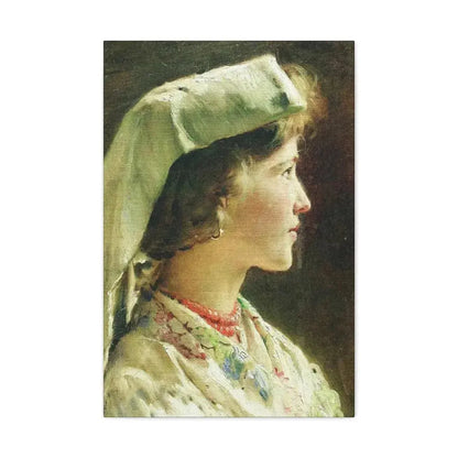Konstantin Makovsky (1839-1915) Portrait of the Girl - 1910 - Canvas Wall Art 20″ x 30″ 1.25" - The Sticker Space