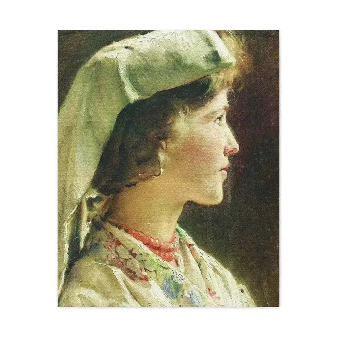 Konstantin Makovsky (1839-1915) Portrait of the Girl - 1910 - Canvas Wall Art - The Sticker Space