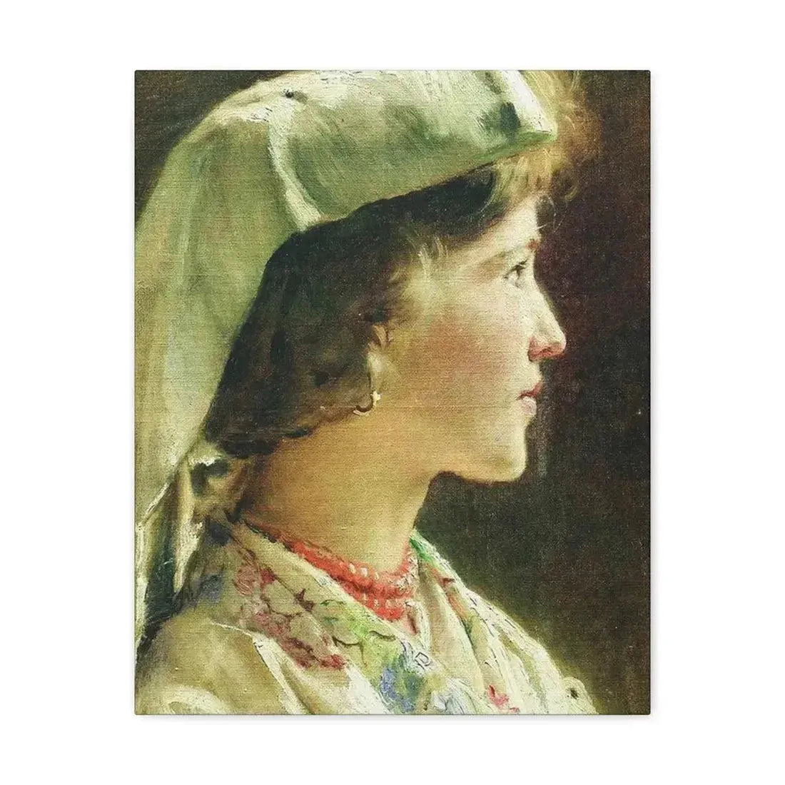 Konstantin Makovsky (1839-1915) Portrait of the Girl - 1910 - Canvas Wall Art - The Sticker Space