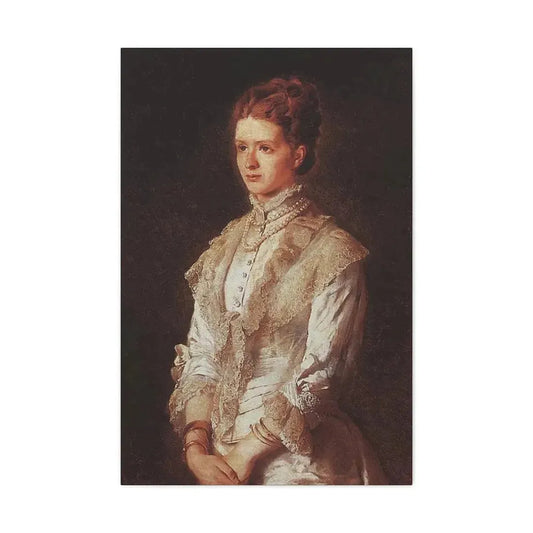 Konstantin Makovsky (1839-1915) Portrait of the Girl in Blue Dress - Canvas Wall Art 24″ x 36″ 1.25" - The Sticker Space