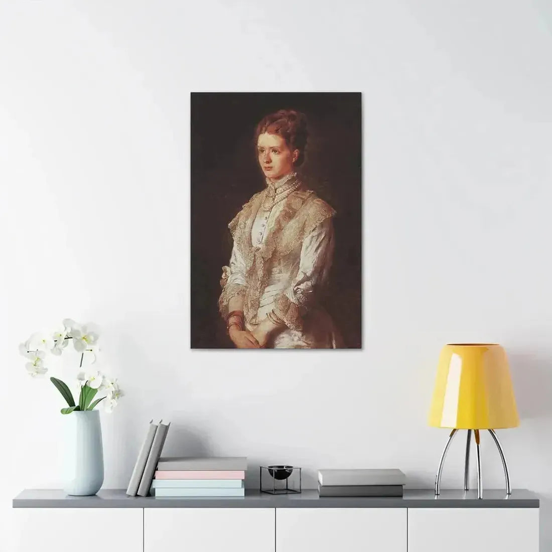 Konstantin Makovsky (1839-1915) Portrait of the Girl in Blue Dress - Canvas Wall Art - The Sticker Space