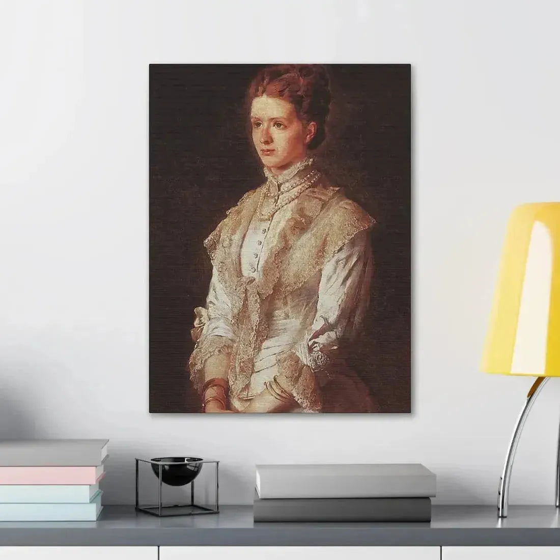 Konstantin Makovsky (1839-1915) Portrait of the Girl in Blue Dress - Canvas Wall Art - The Sticker Space