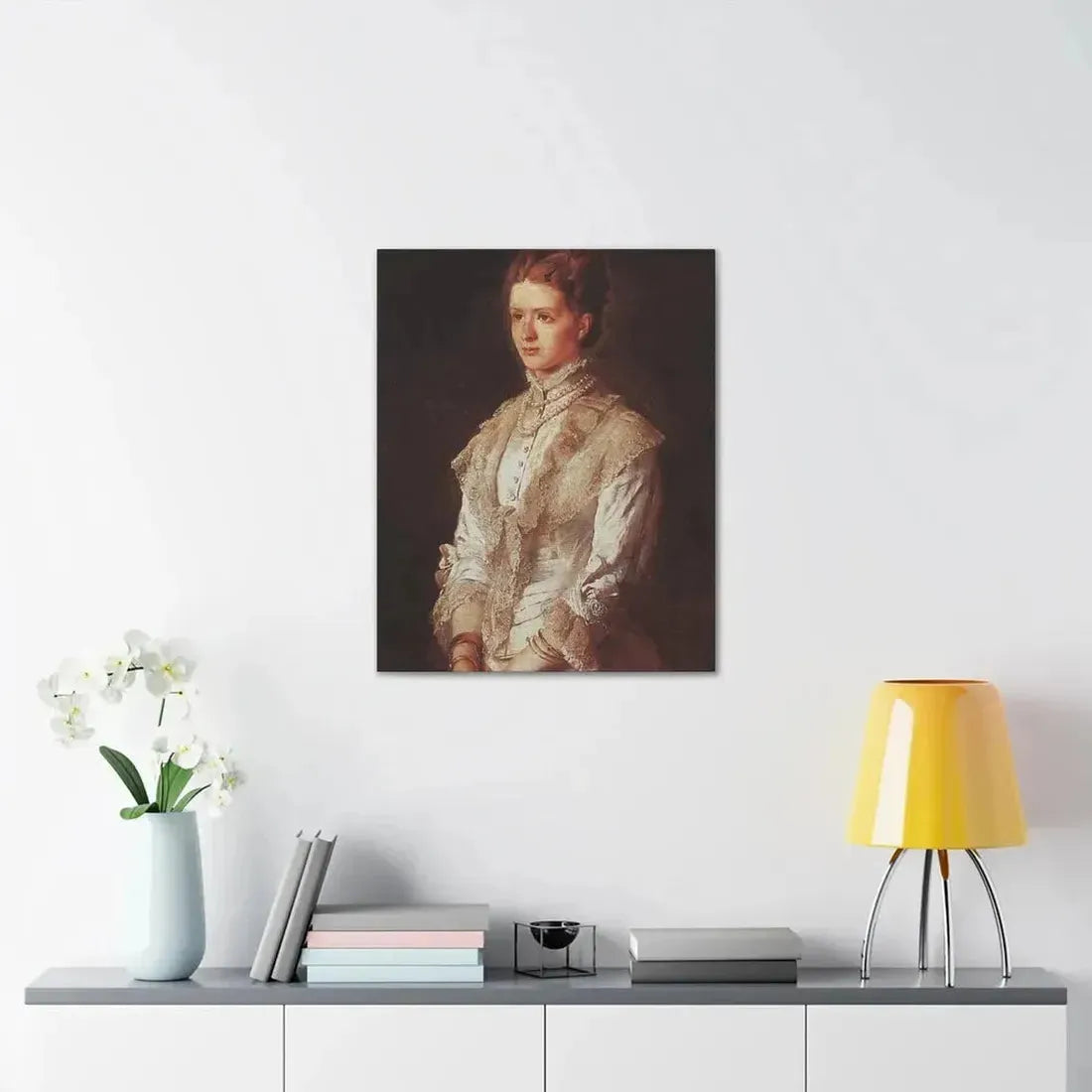 Konstantin Makovsky (1839-1915) Portrait of the Girl in Blue Dress - Canvas Wall Art - The Sticker Space