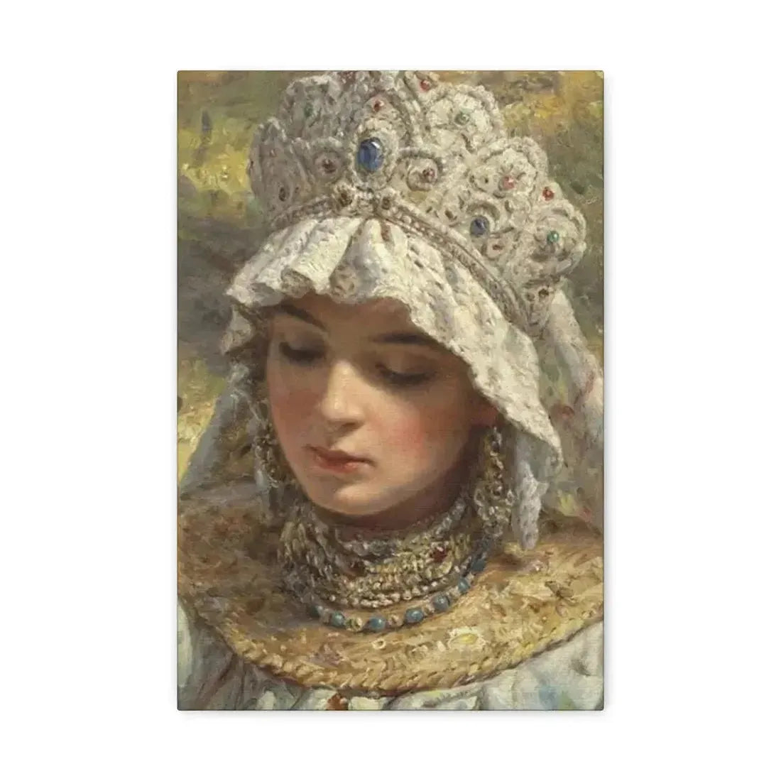Konstantin Makovsky (1839-1915) Russian beauty Wearing a Kokoshnik 1880 - Canvas Wall Art 12" x 18" 1.25" - The Sticker Space