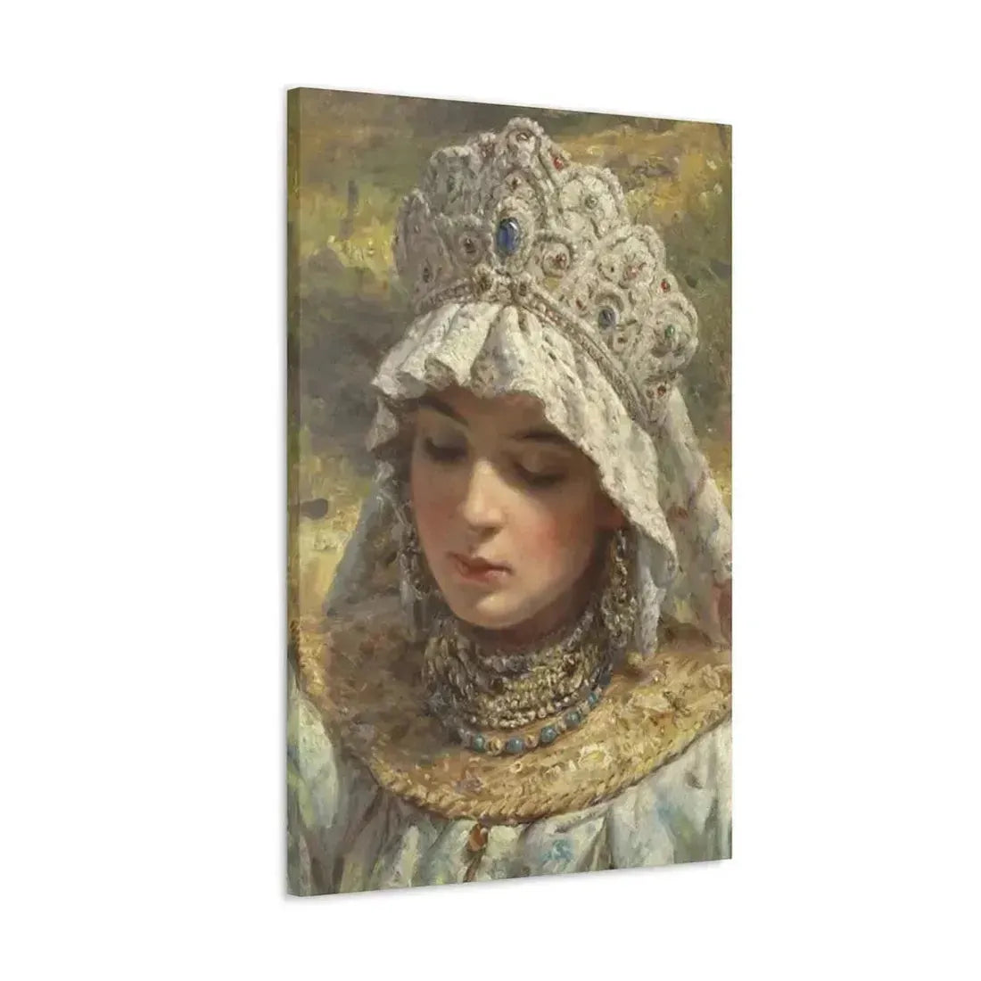 Konstantin Makovsky (1839-1915) Russian beauty Wearing a Kokoshnik 1880 - Canvas Wall Art - The Sticker Space