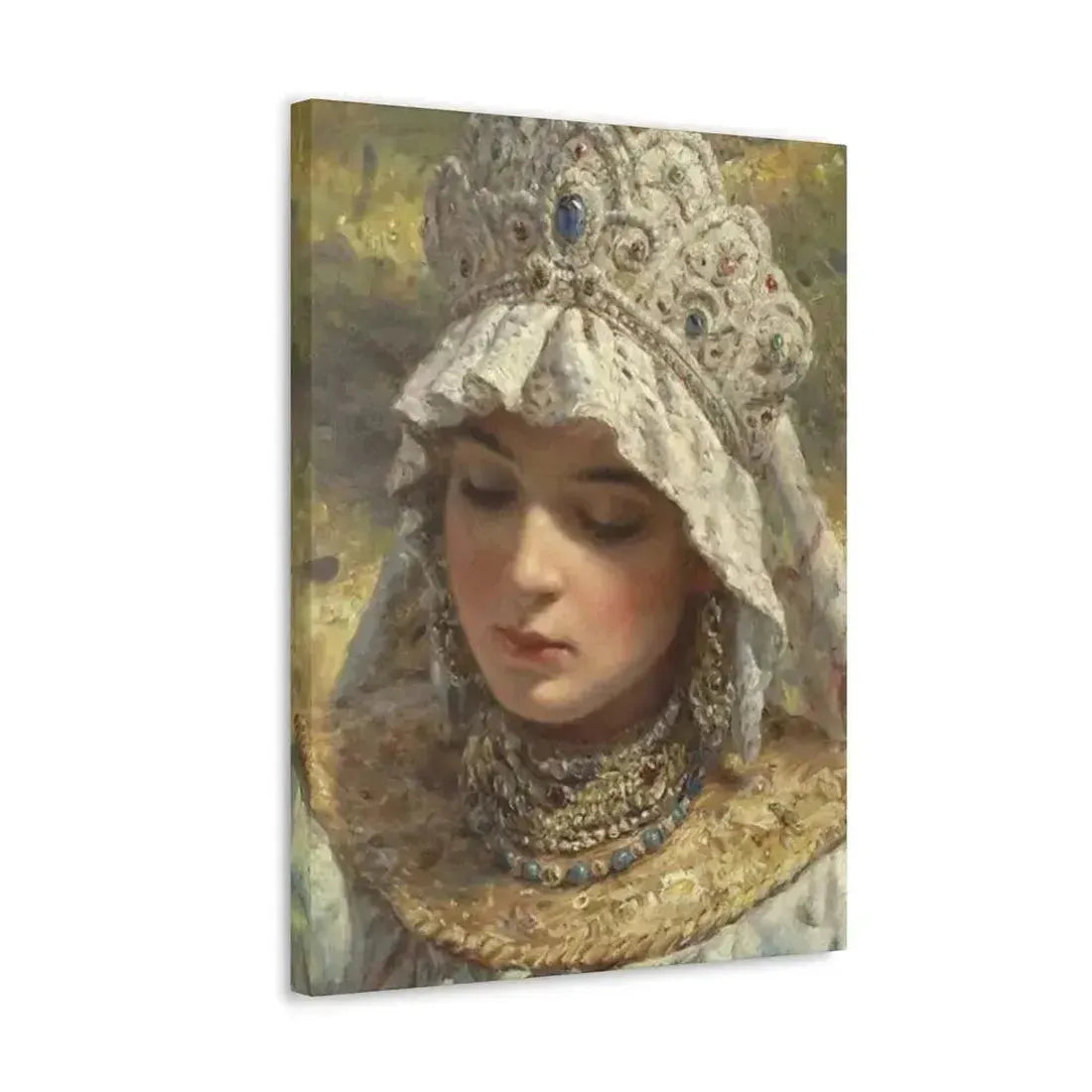 Konstantin Makovsky (1839-1915) Russian beauty Wearing a Kokoshnik 1880 - Canvas Wall Art - The Sticker Space