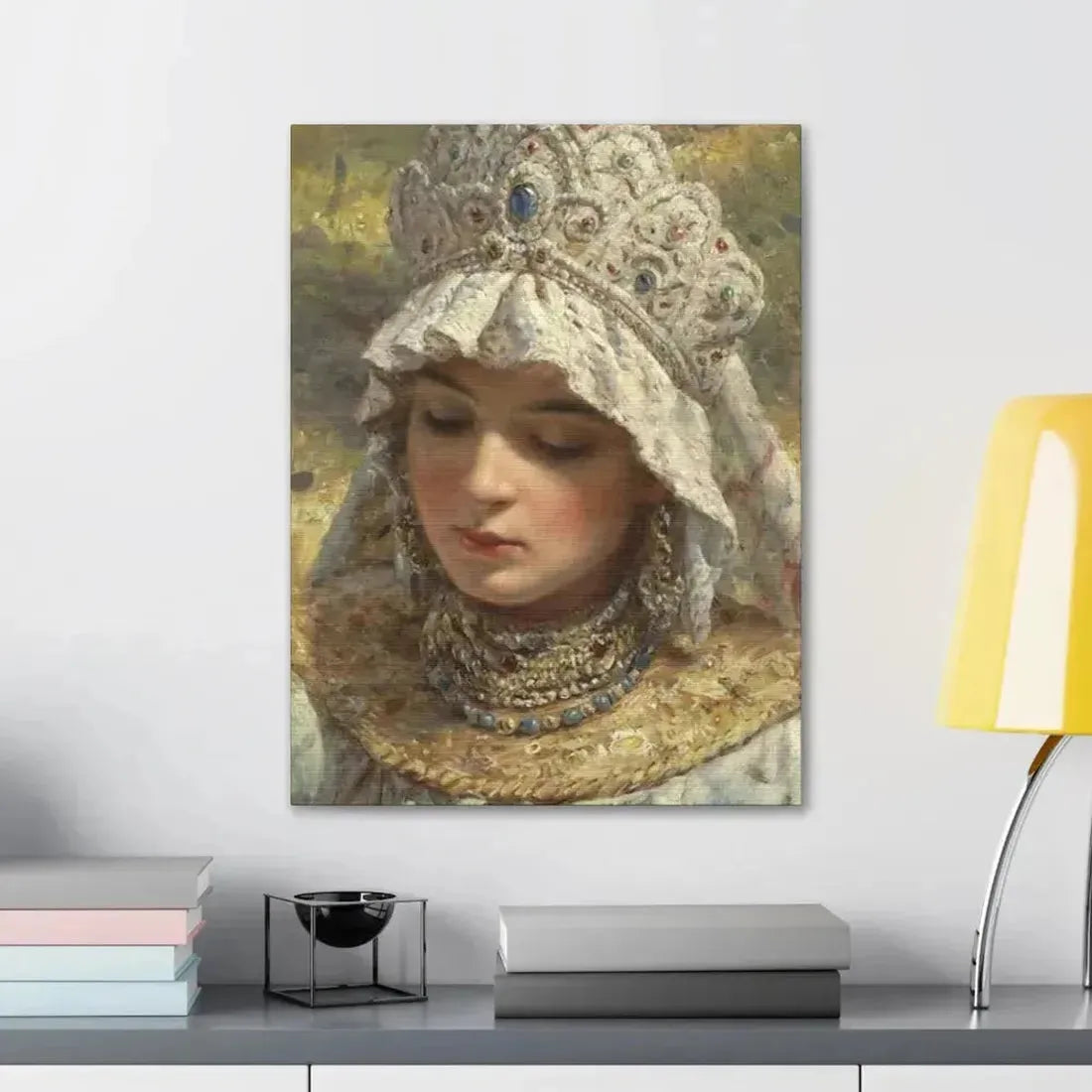 Konstantin Makovsky (1839-1915) Russian beauty Wearing a Kokoshnik 1880 - Canvas Wall Art - The Sticker Space