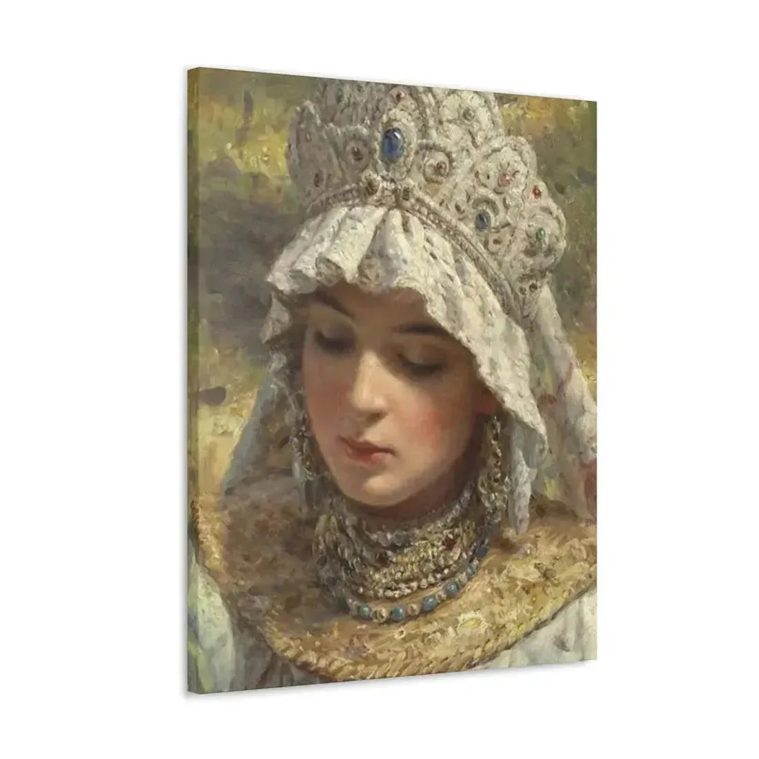Konstantin Makovsky (1839-1915) Russian beauty Wearing a Kokoshnik 1880 - Canvas Wall Art - The Sticker Space