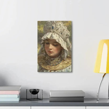 Konstantin Makovsky (1839-1915) Russian beauty Wearing a Kokoshnik 1880 - Canvas Wall Art - The Sticker Space