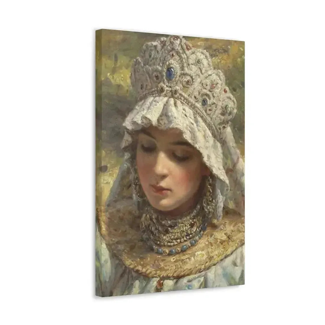 Konstantin Makovsky (1839-1915) Russian beauty Wearing a Kokoshnik 1880 - Canvas Wall Art - The Sticker Space