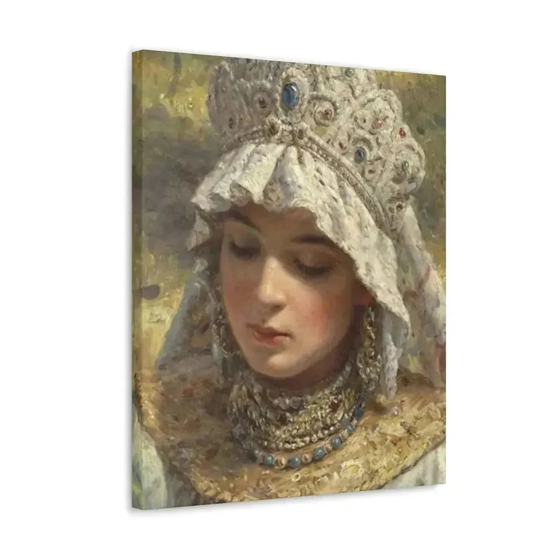 Konstantin Makovsky (1839-1915) Russian beauty Wearing a Kokoshnik 1880 - Canvas Wall Art - The Sticker Space