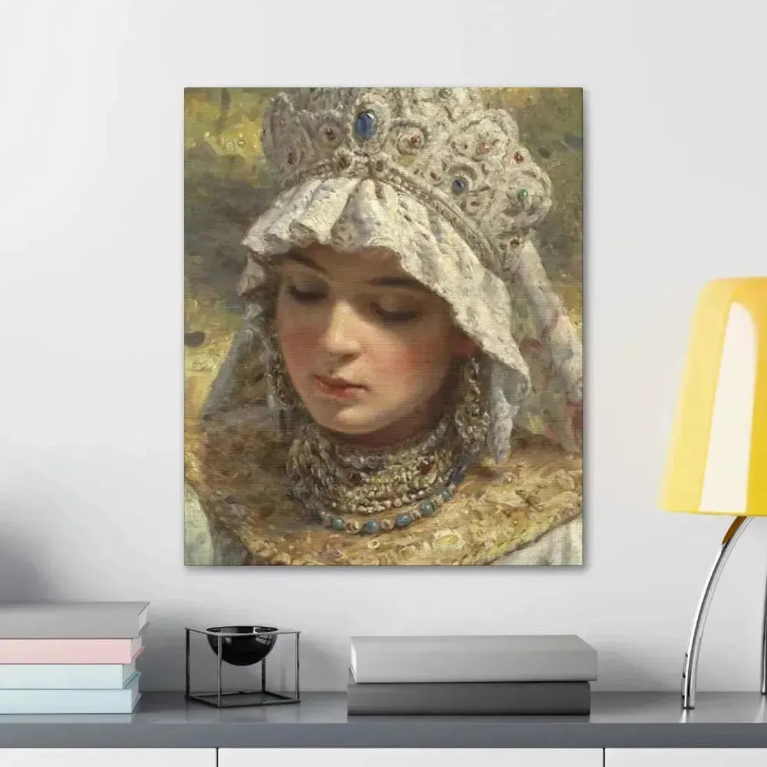 Konstantin Makovsky (1839-1915) Russian beauty Wearing a Kokoshnik 1880 - Canvas Wall Art - The Sticker Space