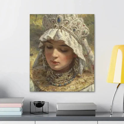 Konstantin Makovsky (1839-1915) Russian beauty Wearing a Kokoshnik 1880 - Canvas Wall Art - The Sticker Space