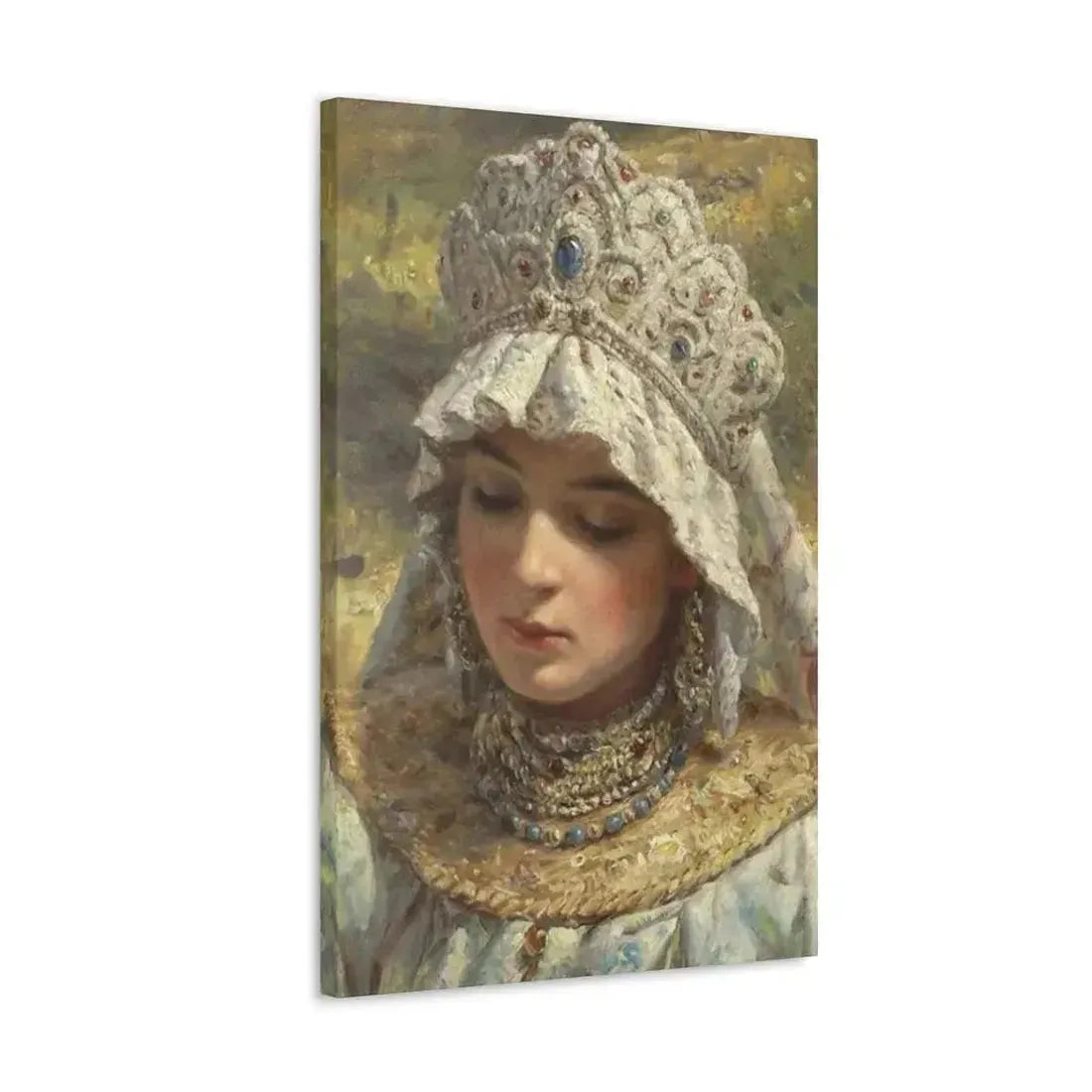 Konstantin Makovsky (1839-1915) Russian beauty Wearing a Kokoshnik 1880 - Canvas Wall Art - The Sticker Space