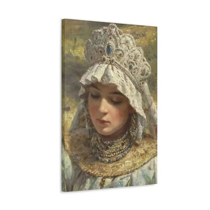 Konstantin Makovsky (1839-1915) Russian beauty Wearing a Kokoshnik 1880 - Canvas Wall Art - The Sticker Space