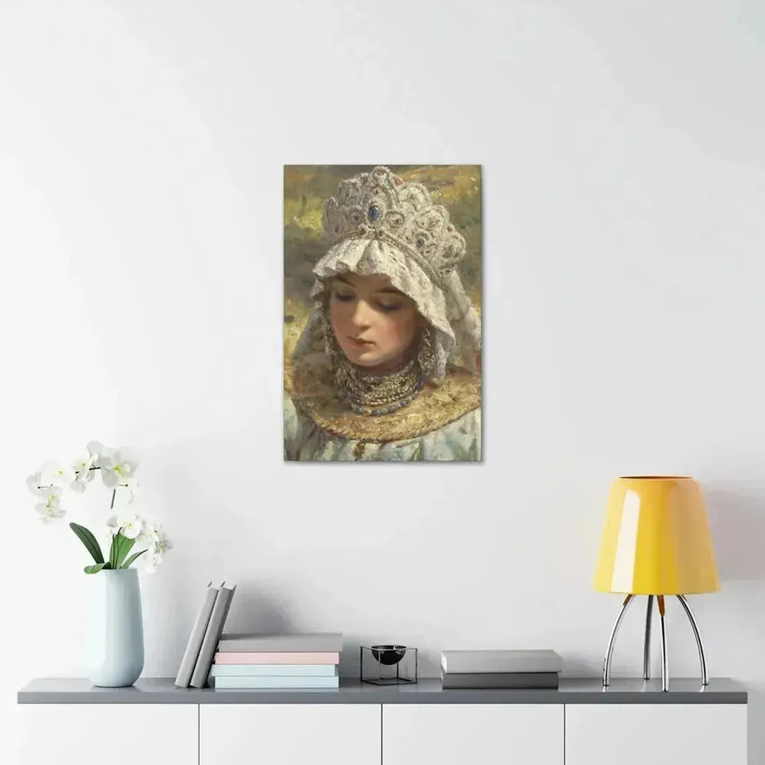 Konstantin Makovsky (1839-1915) Russian beauty Wearing a Kokoshnik 1880 - Canvas Wall Art - The Sticker Space