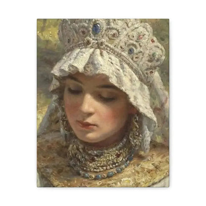 Konstantin Makovsky (1839-1915) Russian beauty Wearing a Kokoshnik 1880 - Canvas Wall Art - The Sticker Space
