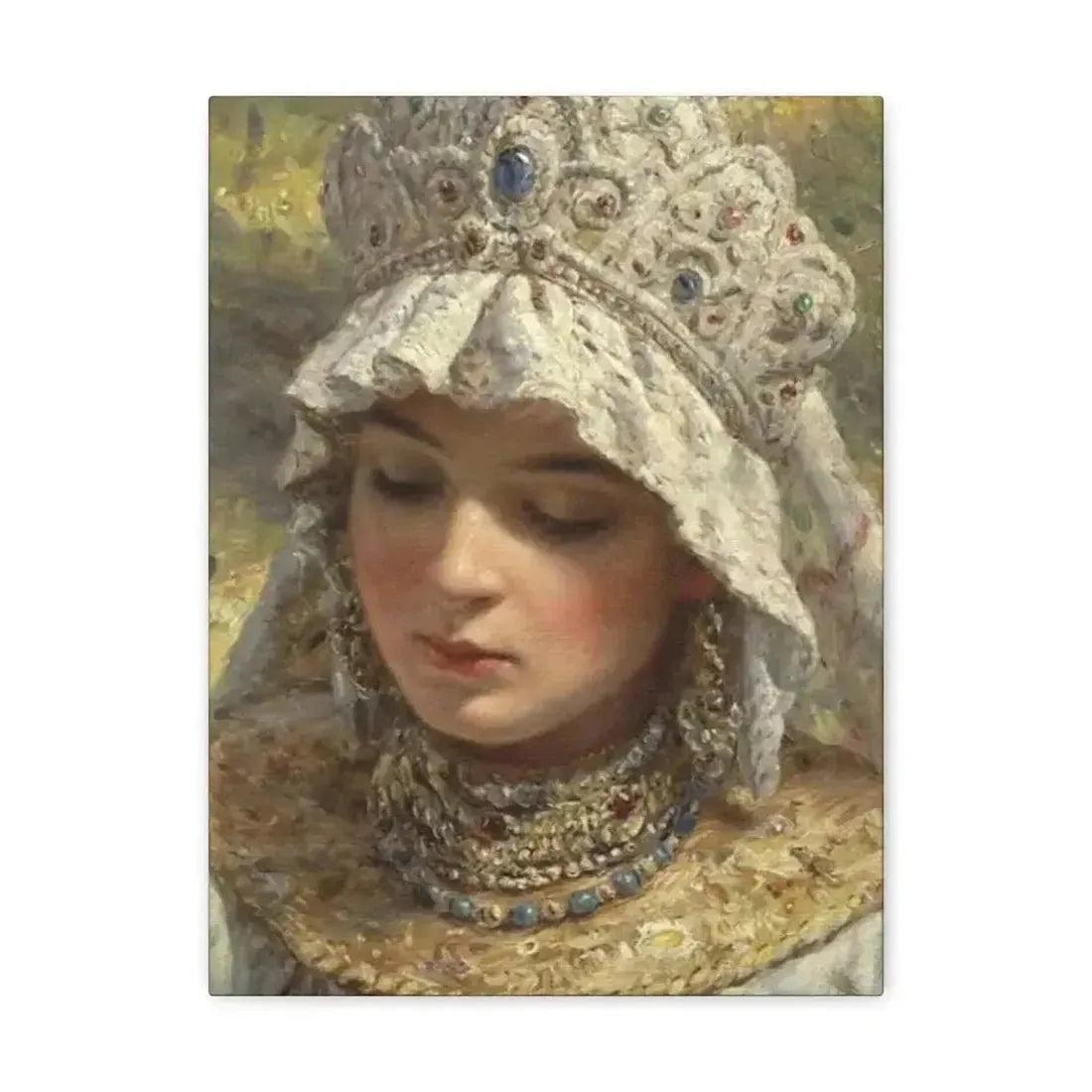 Konstantin Makovsky (1839-1915) Russian beauty Wearing a Kokoshnik 1880 - Canvas Wall Art - The Sticker Space
