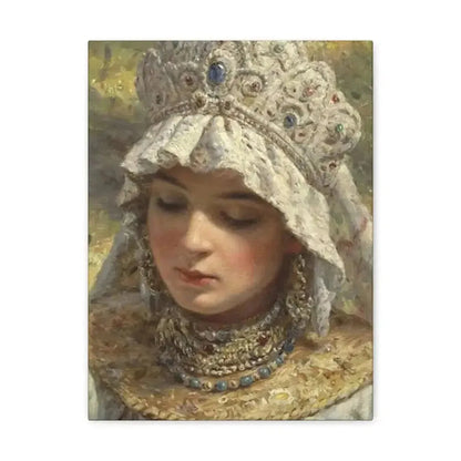 Konstantin Makovsky (1839-1915) Russian beauty Wearing a Kokoshnik 1880 - Canvas Wall Art - The Sticker Space