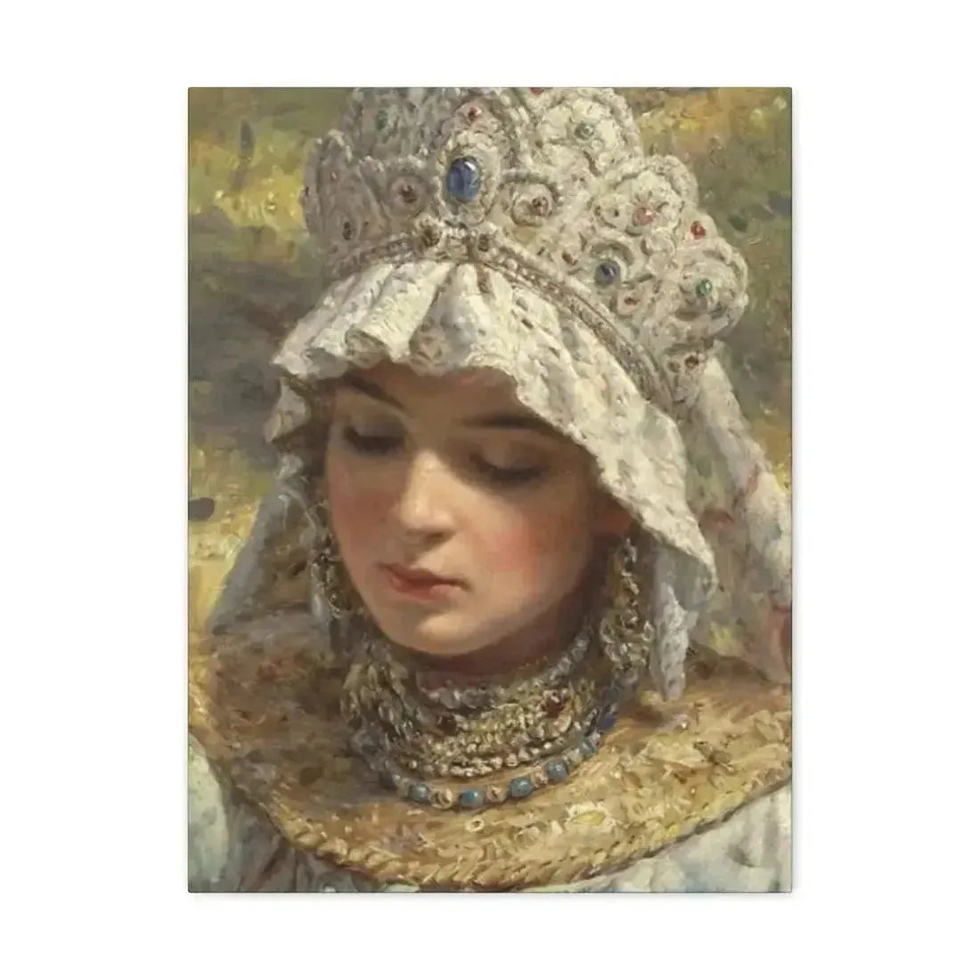 Konstantin Makovsky (1839-1915) Russian beauty Wearing a Kokoshnik 1880 - Canvas Wall Art - The Sticker Space