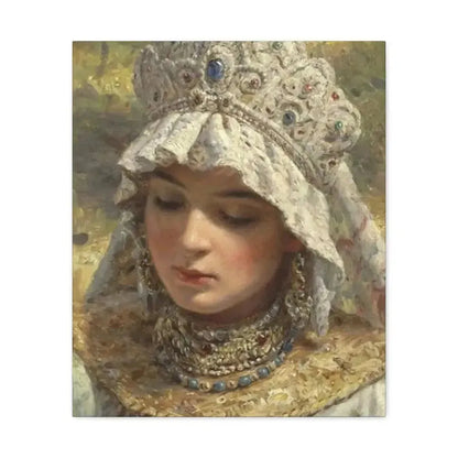 Konstantin Makovsky (1839-1915) Russian beauty Wearing a Kokoshnik 1880 - Canvas Wall Art - The Sticker Space