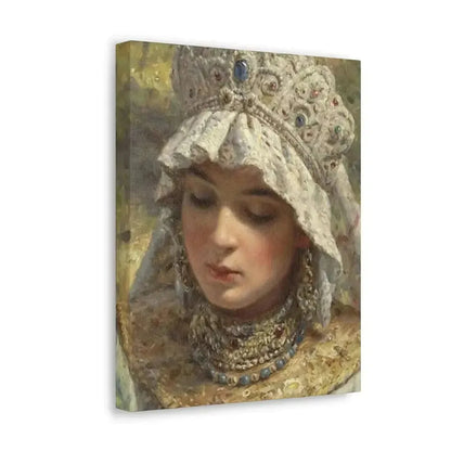 Konstantin Makovsky (1839-1915) Russian beauty Wearing a Kokoshnik 1880 - Canvas Wall Art - The Sticker Space