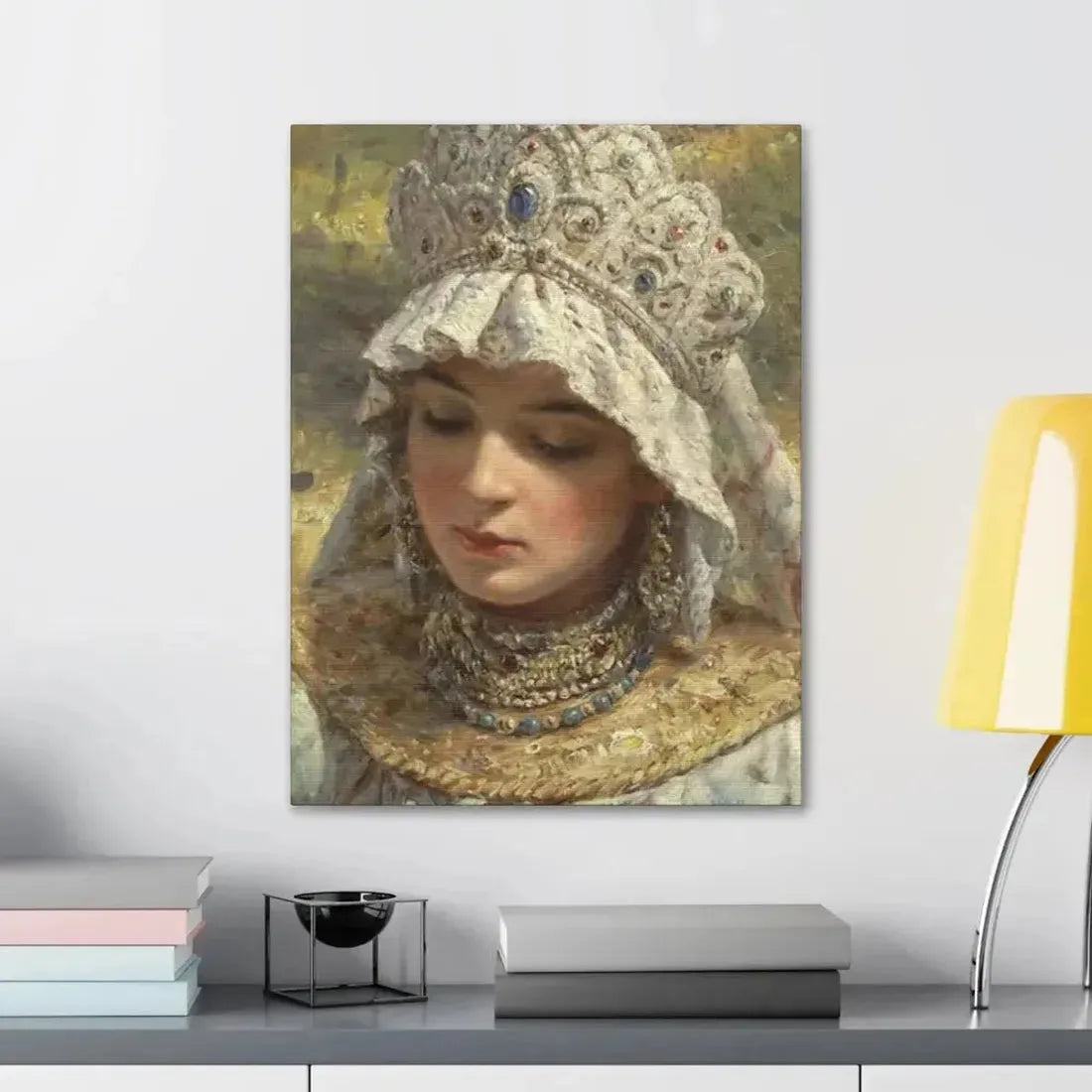 Konstantin Makovsky (1839-1915) Russian beauty Wearing a Kokoshnik 1880 - Canvas Wall Art - The Sticker Space