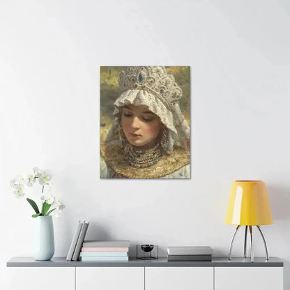 Konstantin Makovsky (1839-1915) Russian beauty Wearing a Kokoshnik 1880 - Canvas Wall Art - The Sticker Space