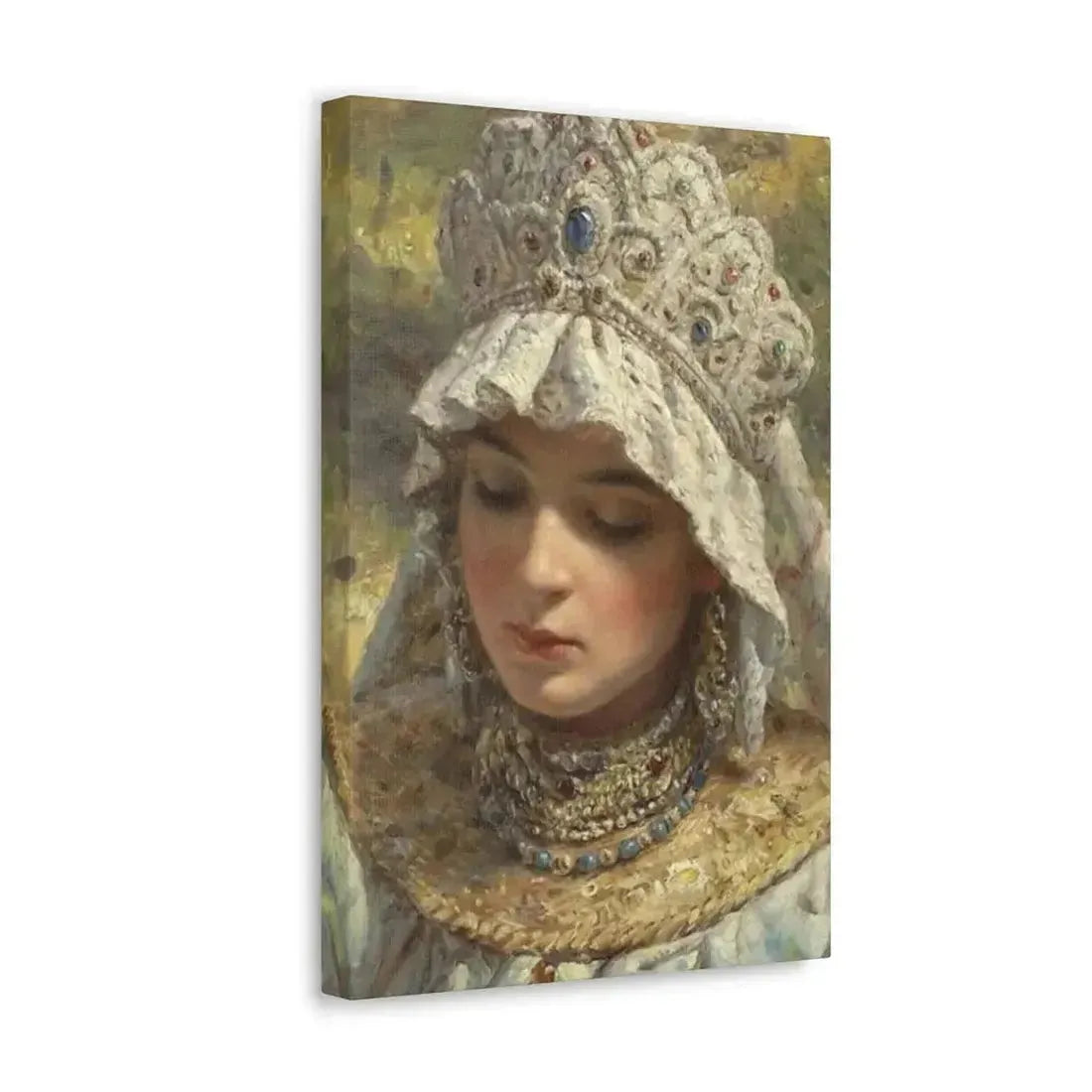 Konstantin Makovsky (1839-1915) Russian beauty Wearing a Kokoshnik 1880 - Canvas Wall Art - The Sticker Space