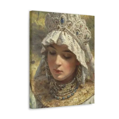 Konstantin Makovsky (1839-1915) Russian beauty Wearing a Kokoshnik 1880 - Canvas Wall Art - The Sticker Space