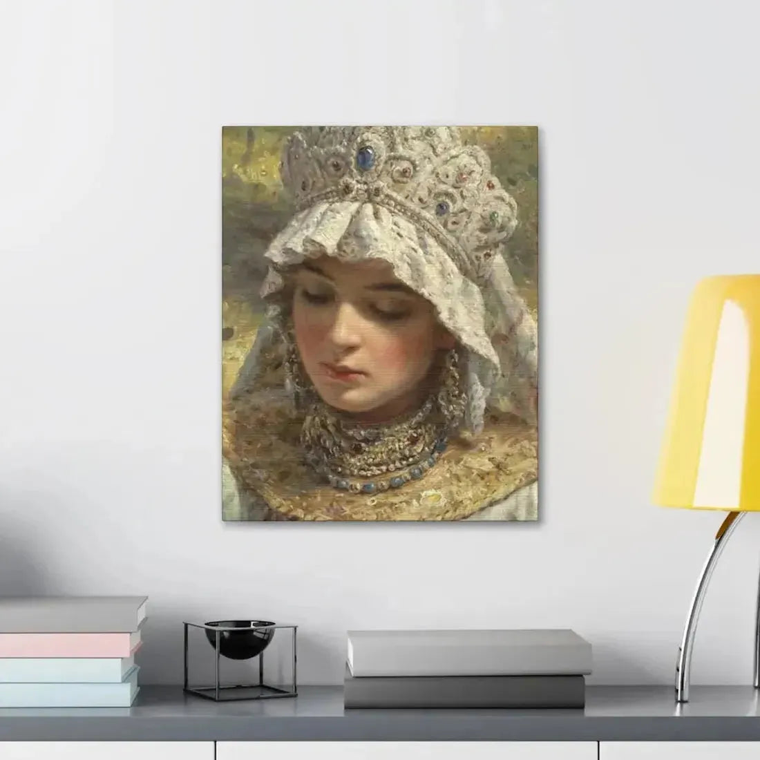 Konstantin Makovsky (1839-1915) Russian beauty Wearing a Kokoshnik 1880 - Canvas Wall Art - The Sticker Space