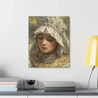 Konstantin Makovsky (1839-1915) Russian beauty Wearing a Kokoshnik 1880 - Canvas Wall Art - The Sticker Space