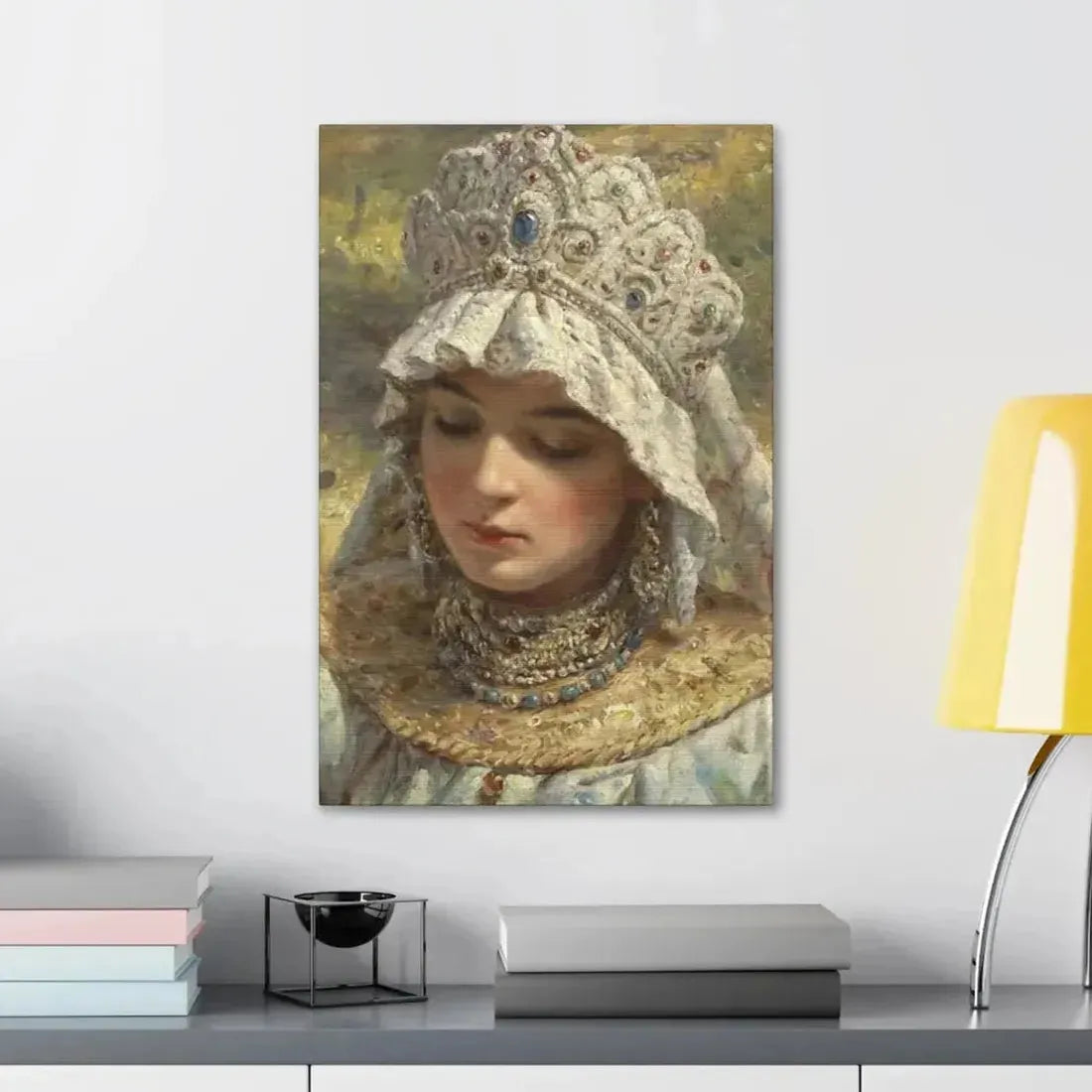 Konstantin Makovsky (1839-1915) Russian beauty Wearing a Kokoshnik 1880 - Canvas Wall Art - The Sticker Space