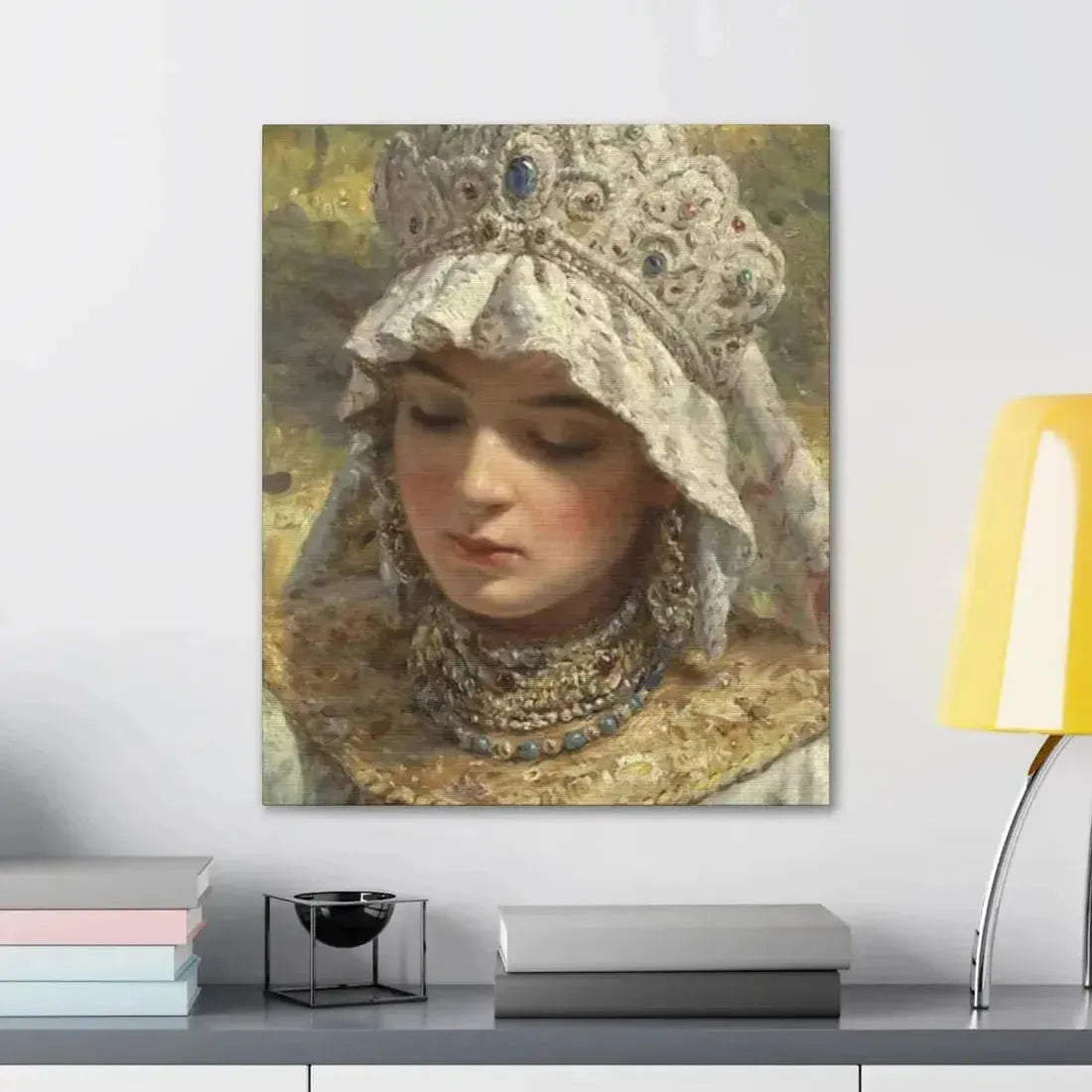Konstantin Makovsky (1839-1915) Russian beauty Wearing a Kokoshnik 1880 - Canvas Wall Art - The Sticker Space