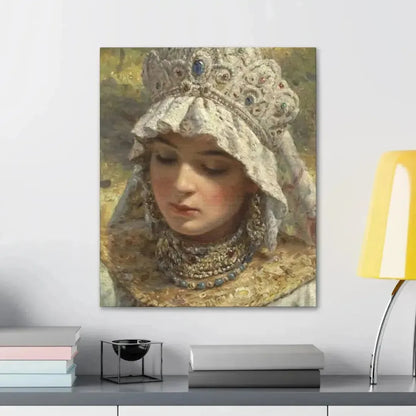 Konstantin Makovsky (1839-1915) Russian beauty Wearing a Kokoshnik 1880 - Canvas Wall Art - The Sticker Space