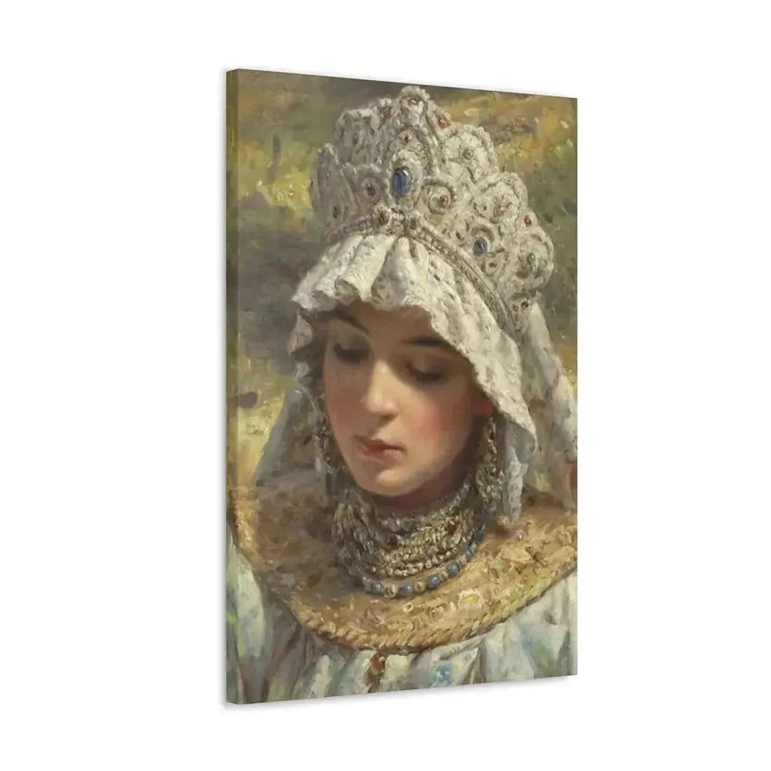 Konstantin Makovsky (1839-1915) Russian beauty Wearing a Kokoshnik 1880 - Canvas Wall Art - The Sticker Space