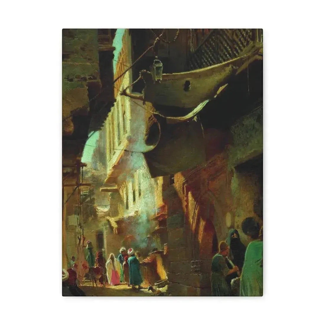 Konstantin Makovsky (1839-1915) Street in Cairo - 1873 - Canvas Wall Art 12″ x 16″ 1.25" - The Sticker Space
