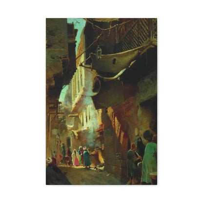 Konstantin Makovsky (1839-1915) Street in Cairo - 1873 - Canvas Wall Art 16″ x 24″ 1.25" - The Sticker Space