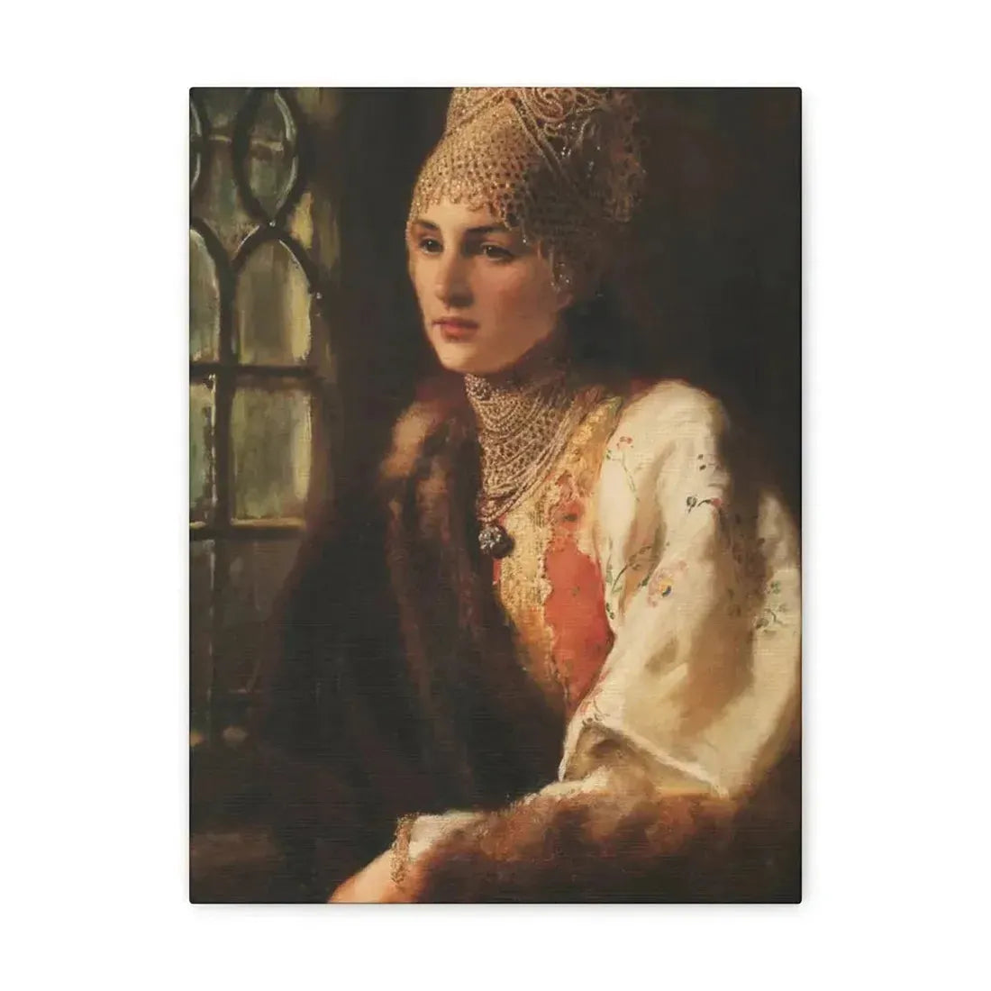 Konstantin Makovsky (1839-1915) The Boyarina - Canvas Wall Art 12″ x 16″ 1.25" - The Sticker Space