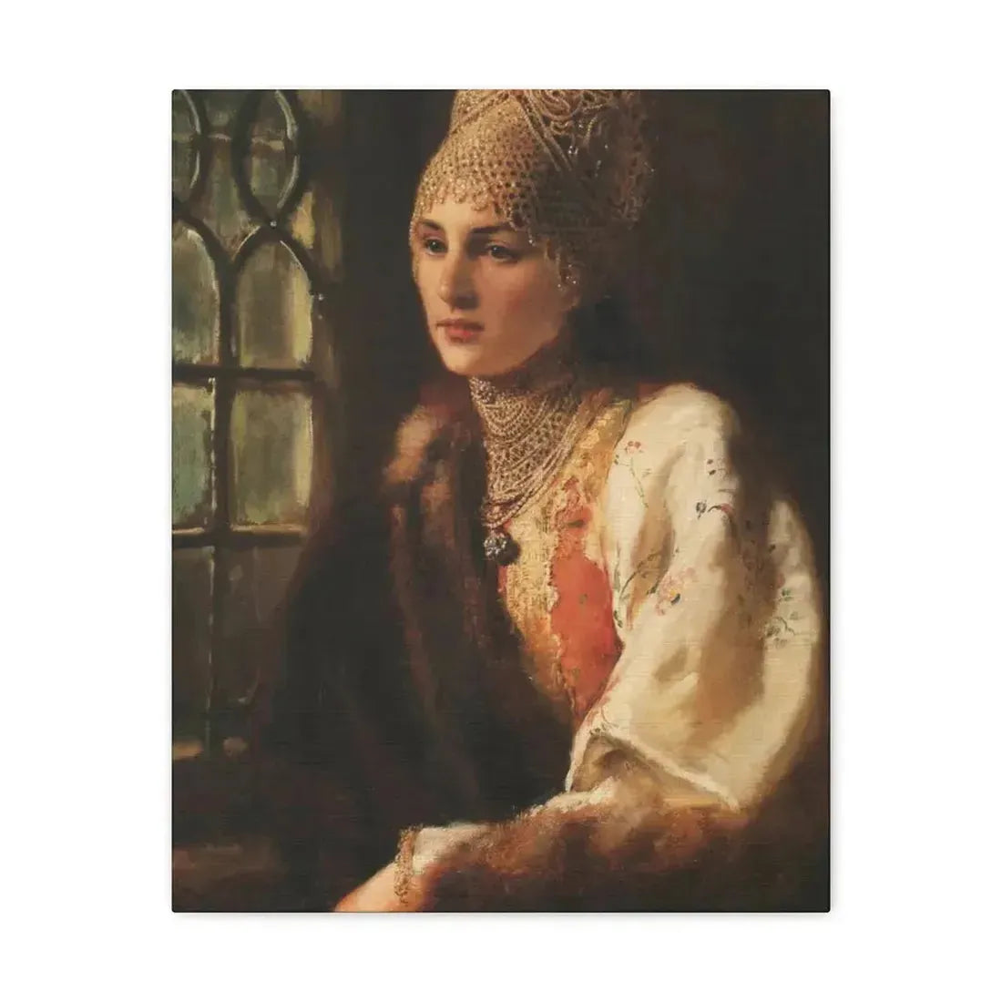 Konstantin Makovsky (1839-1915) The Boyarina - Canvas Wall Art 16″ x 20″ 1.25" - The Sticker Space