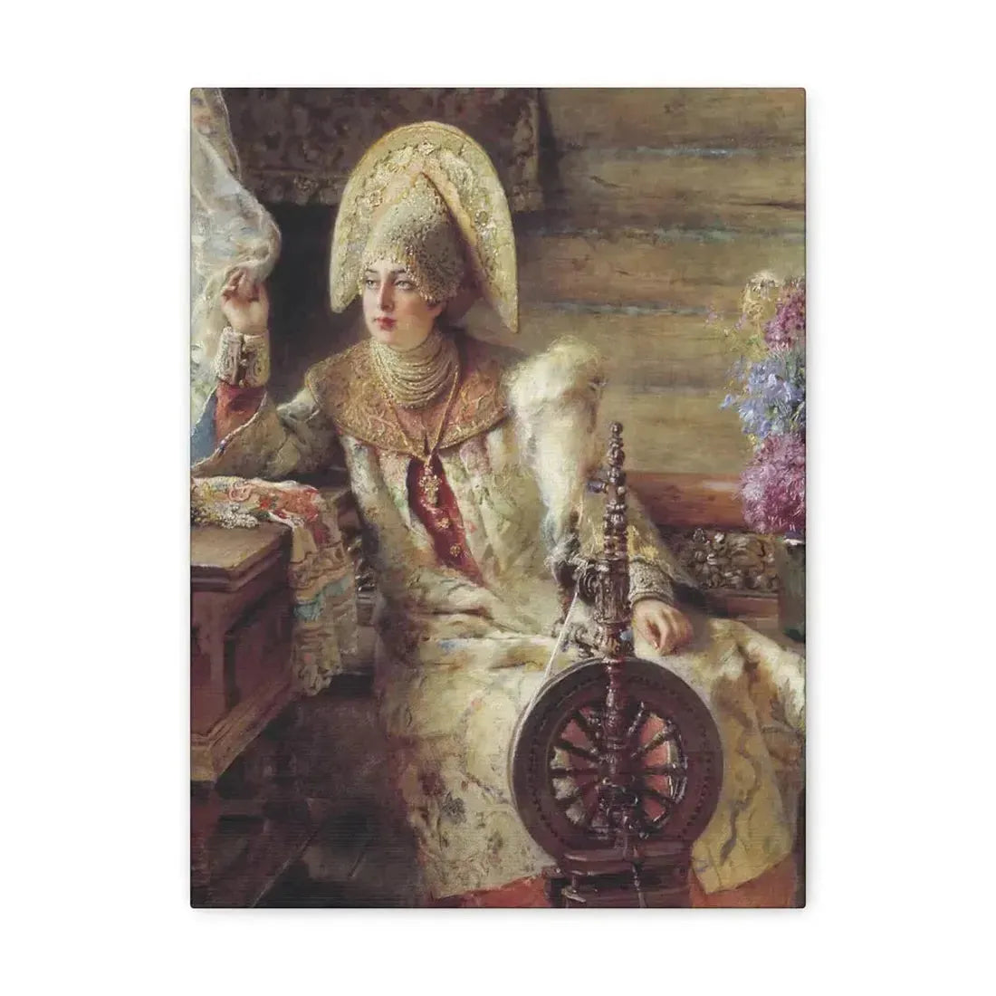 Konstantin Makovsky (1839-1915) Young Lady at the Window - Canvas Wall Art 12″ x 16″ 1.25" - The Sticker Space