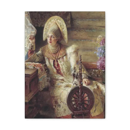 Konstantin Makovsky (1839-1915) Young Lady at the Window - Canvas Wall Art 12″ x 16″ 1.25" - The Sticker Space