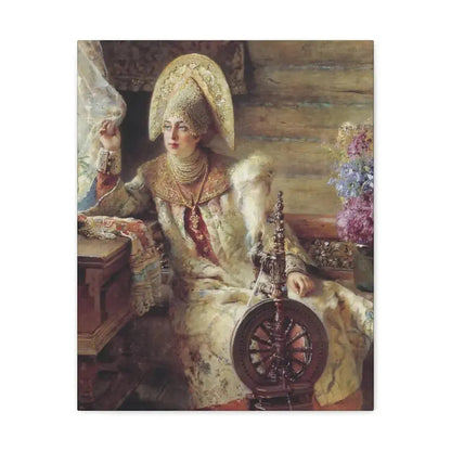Konstantin Makovsky (1839-1915) Young Lady at the Window - Canvas Wall Art 16″ x 20″ 1.25" - The Sticker Space
