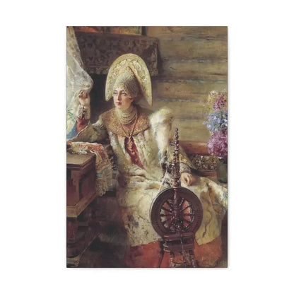 Konstantin Makovsky (1839-1915) Young Lady at the Window - Canvas Wall Art 16″ x 24″ 1.25" - The Sticker Space
