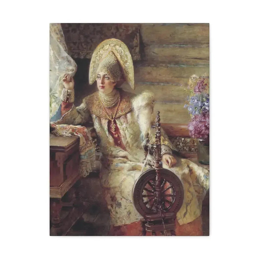 Konstantin Makovsky (1839-1915) Young Lady at the Window - Canvas Wall Art 18″ x 24″ 1.25" - The Sticker Space