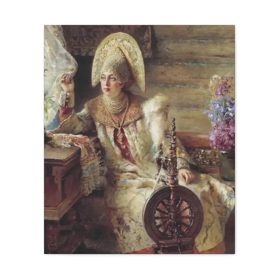 Konstantin Makovsky (1839-1915) Young Lady at the Window - Canvas Wall Art 20″ x 24″ 1.25" - The Sticker Space
