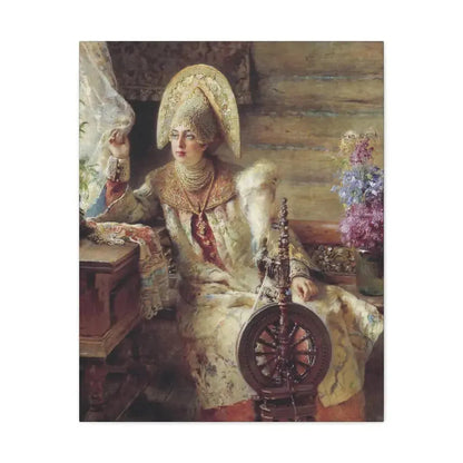 Konstantin Makovsky (1839-1915) Young Lady at the Window - Canvas Wall Art 24″ x 30″ 1.25" - The Sticker Space