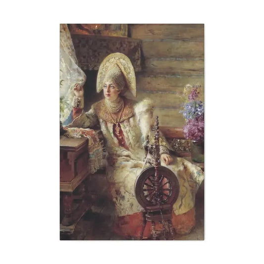 Konstantin Makovsky (1839-1915) Young Lady at the Window - Canvas Wall Art 24″ x 36″ 1.25" - The Sticker Space