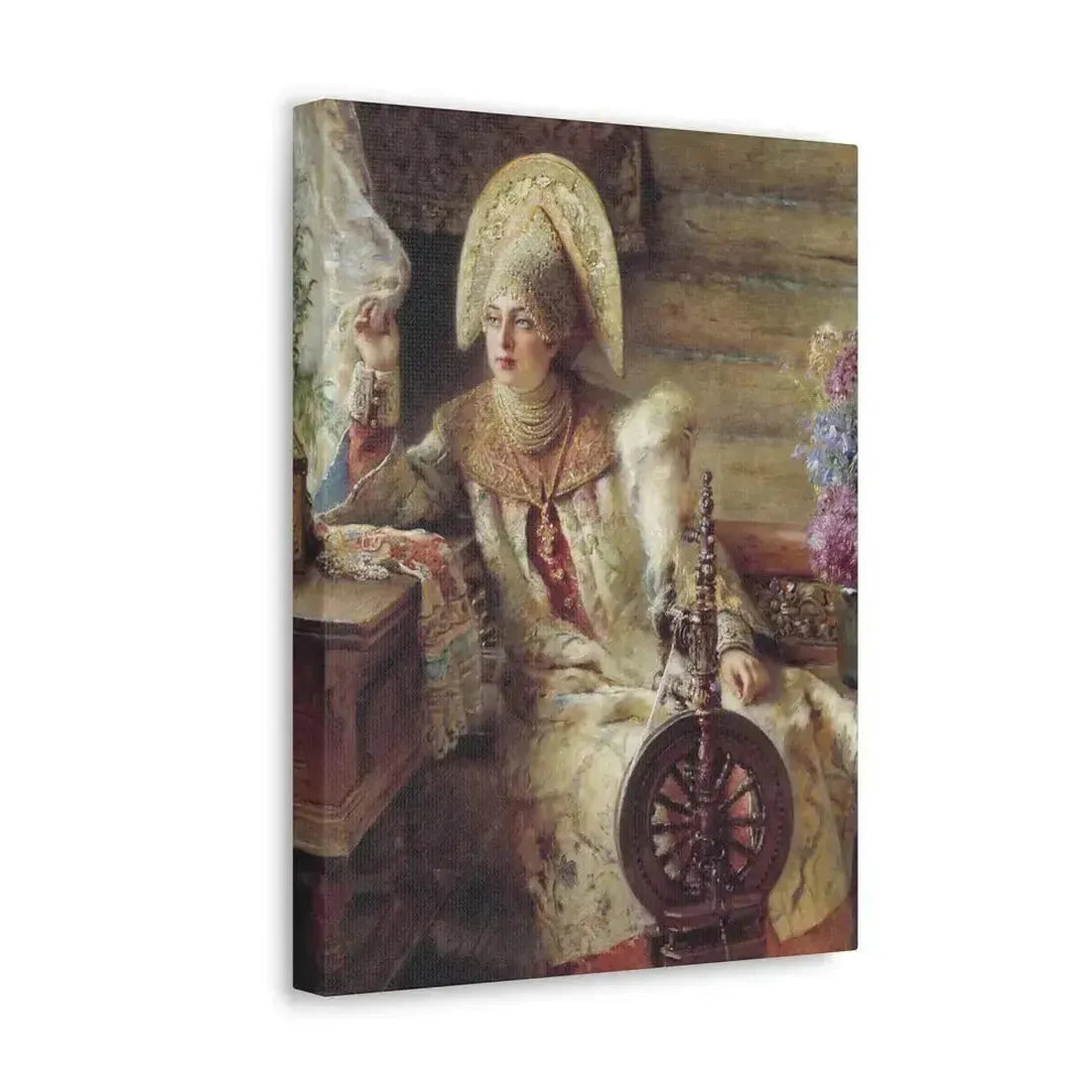 Konstantin Makovsky (1839-1915) Young Lady at the Window - Canvas Wall Art - The Sticker Space